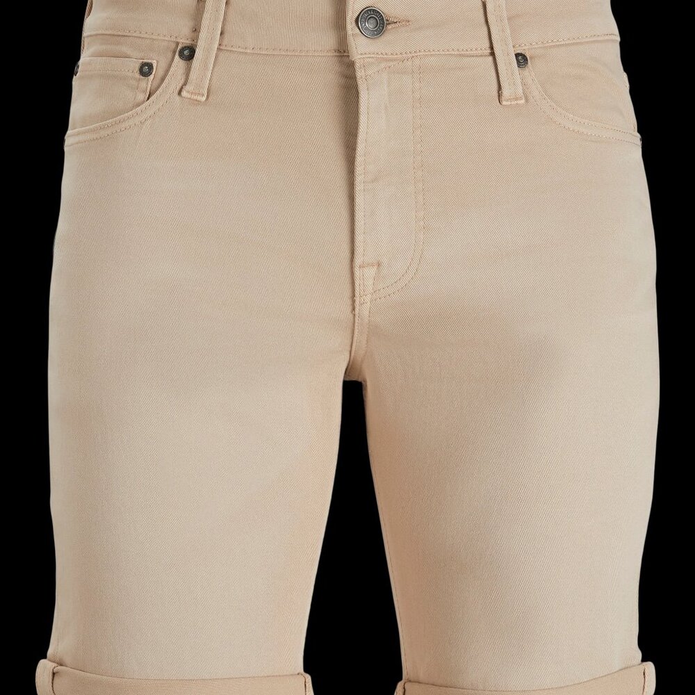 Jack & Jones Tan Five Pocket Stretch Slim Rolled Hem Denim Shorts